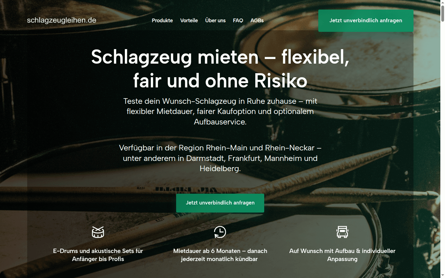 schlagzeugleihen.de — Vermietungsplattform für E-Drums und Schlagzeuge